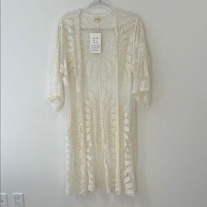 Rebellion Sz S Ivory Lace Swim Cover-Up • NWT!